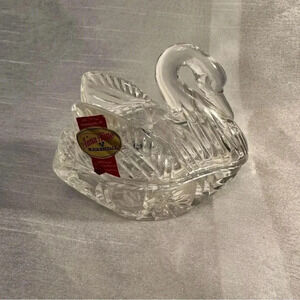 Vintage Anne Hutte Crystal Swan Trinket Dish
